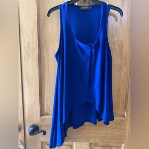 Sympli Smock Zipper Detail Asymmetrical Hem Line Color Aruba